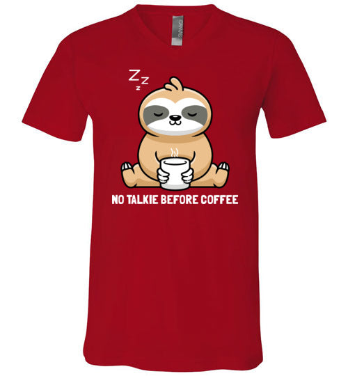 Sloth No Talkie Before Coffee V-Neck