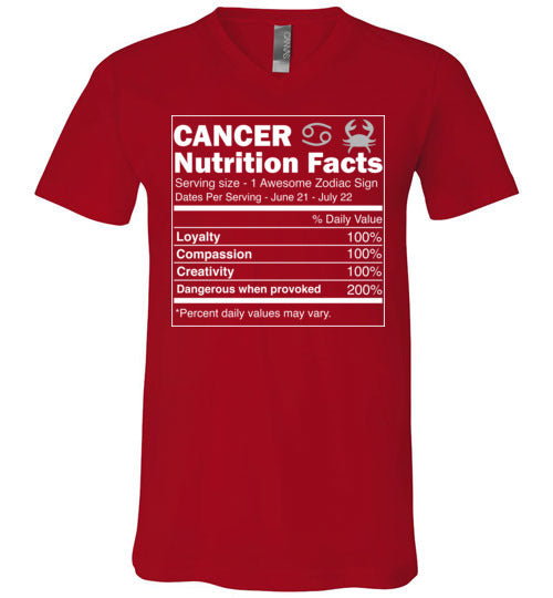 Cancer Zodiac Nutrition Facts V-Neck