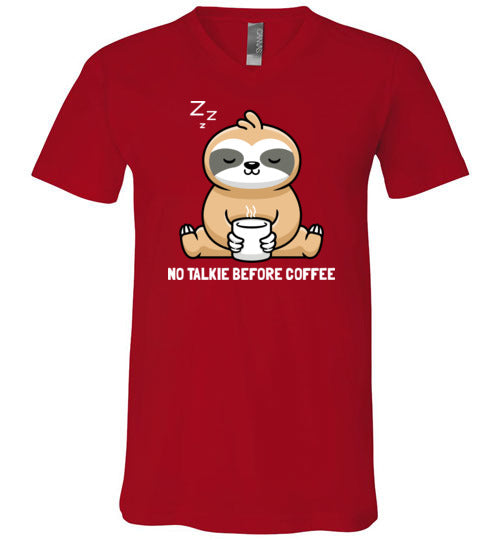 Sloth No Talkie Before Coffee V-Neck