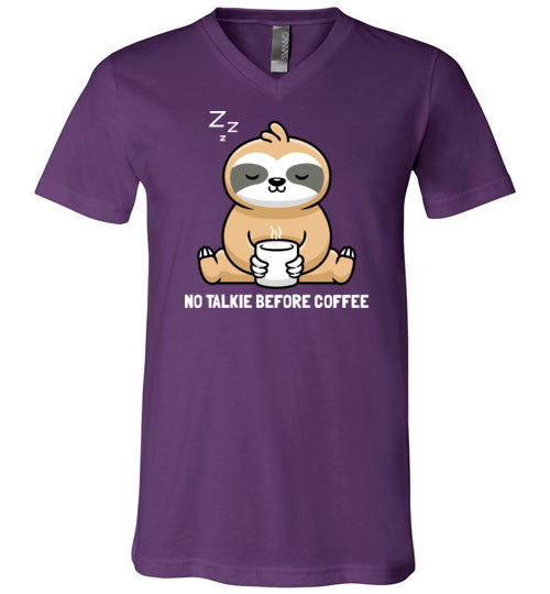 Sloth No Talkie Before Coffee V-Neck