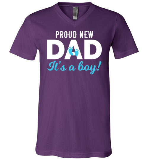 Proud New Dad Canvas V-Neck T-Shirt