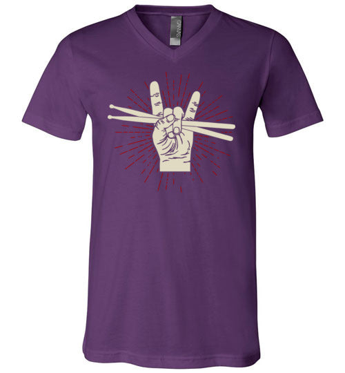 Drummer Rock Hands V-Neck