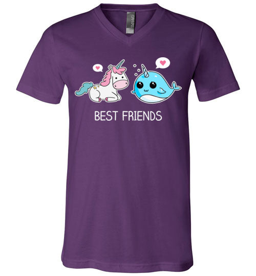 Narwhal Unicorn Best Friends V-Neck