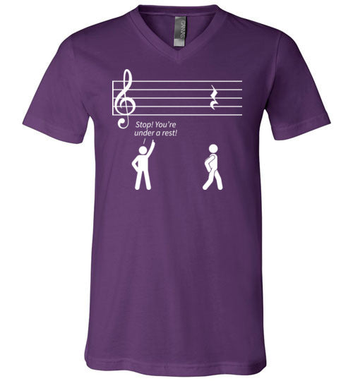 Music Stop Under A Rest V-Neck