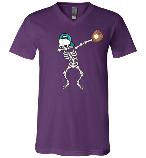 Baseball Dabbing Skeleton V-Neck