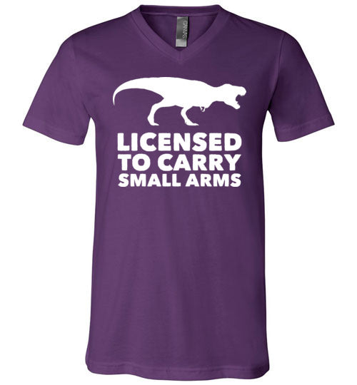 Licensed To Carry Small Arms T-Rex V-Neck