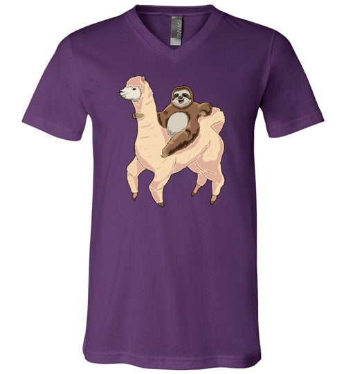 Sloth Riding A Llama V-Neck