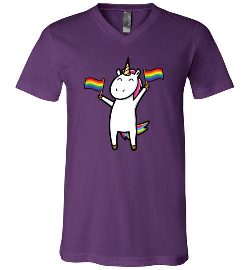 Gay Unicorn LGBT Rainbow Flags V-Neck