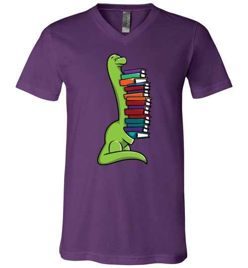 Dinosaur Long Neck Reading V-Neck