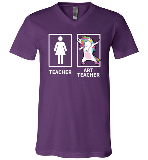 Dabbing Art Teacher Stick Figure V-Neck
