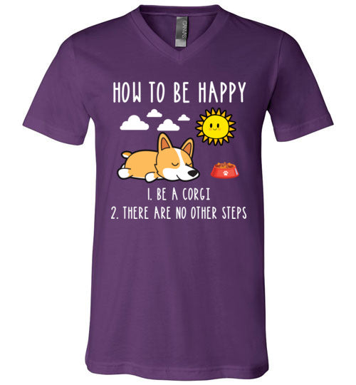 How To Be Happy Corgi V-Neck