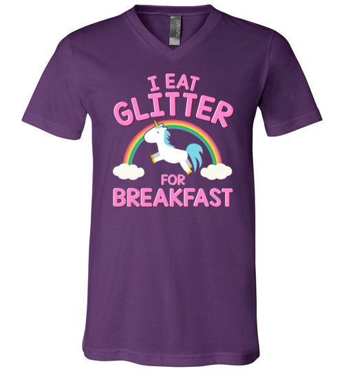 Unicorn I Eat Glitter For Breakfast V-Neck