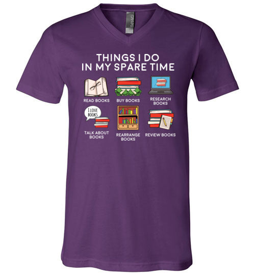 Books Things I Do Spare Time V-Neck