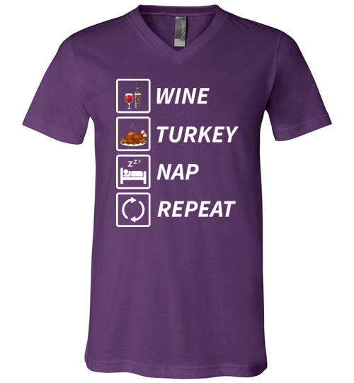 Wine Turkey Nap Repeat V-Neck