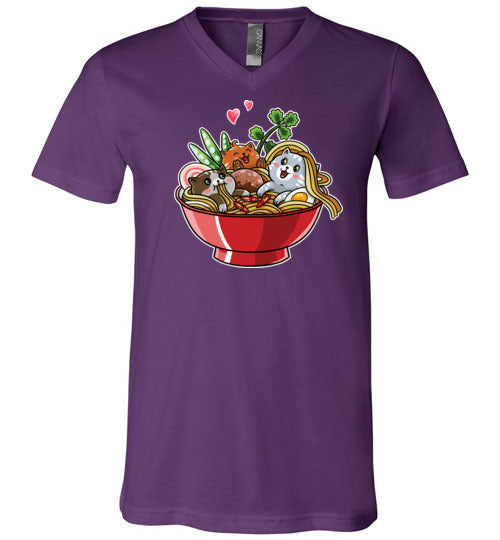 Kawaii Ramen Noodles Cats V-Neck