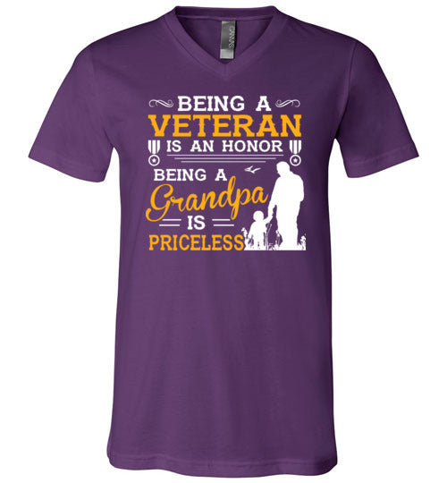 Veteran Grandpa Priceless V-Neck