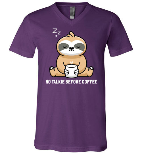 Sloth No Talkie Before Coffee V-Neck