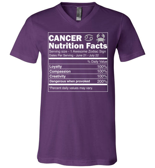 Cancer Zodiac Nutrition Facts V-Neck