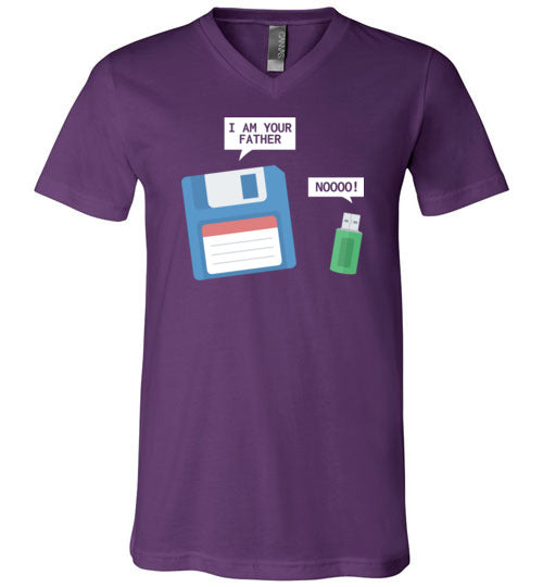 USB Floppy Disk Father Son V-Neck