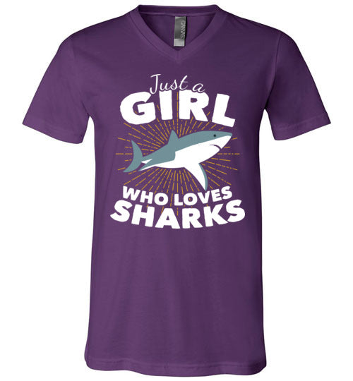 Just A Girl Who Loves Sharks V-Neck