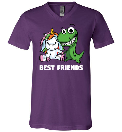 Unicorn And T-Rex Best Friends V-Neck