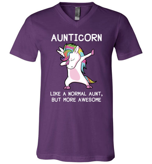 Aunticorn Unicorn Aunt V-Neck