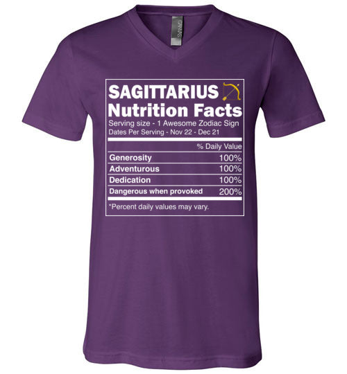 Zodiac Sagittarius Nutrition Facts V-Neck