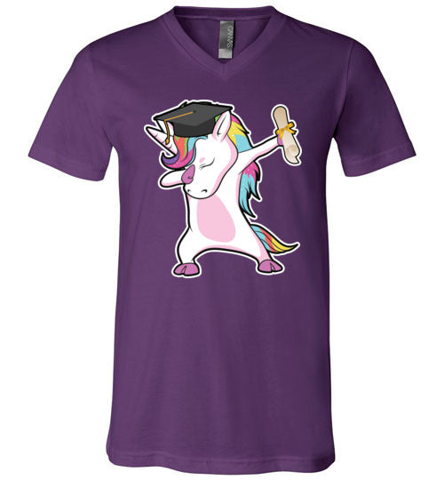 Dabbing Unicorn Graduation V-Neck