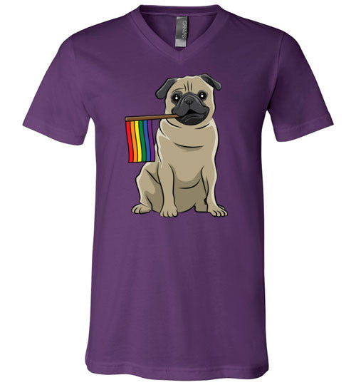 Pug LGBT Flag V-Neck