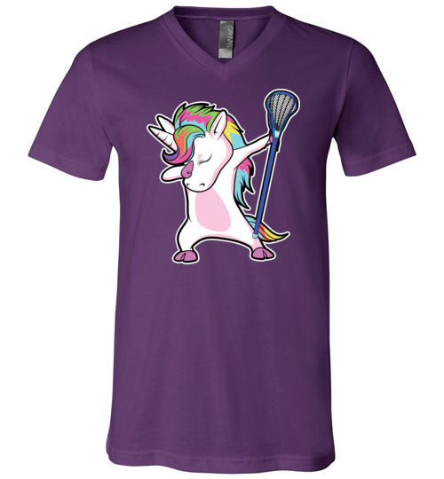 Dabbing Unicorn Lacrosse V-Neck