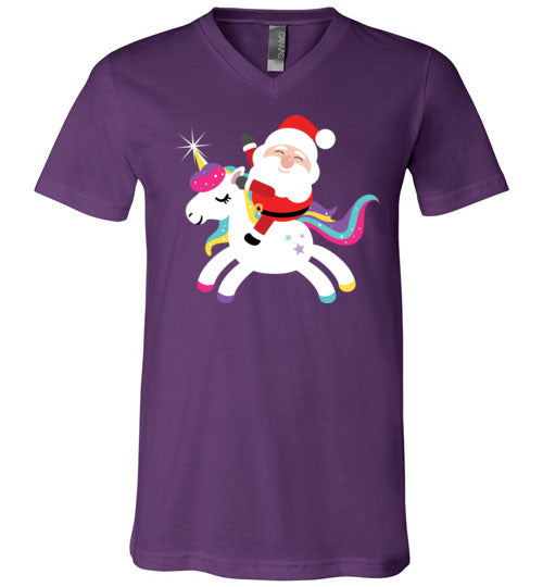 Santa Riding Unicorn V-Neck