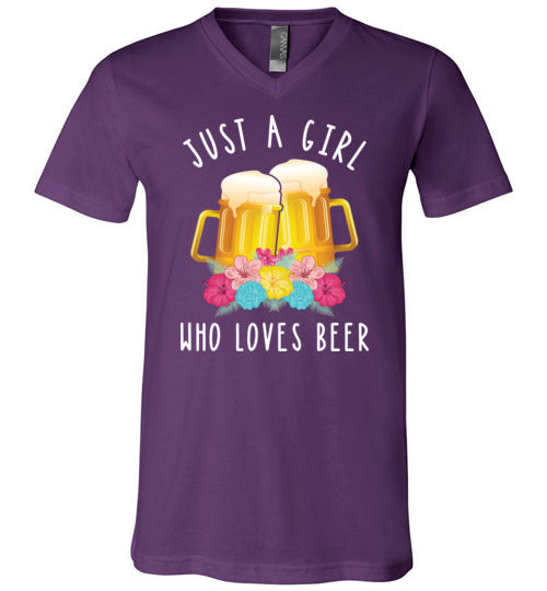 Just A Girl Who Loves Beer V-Neck