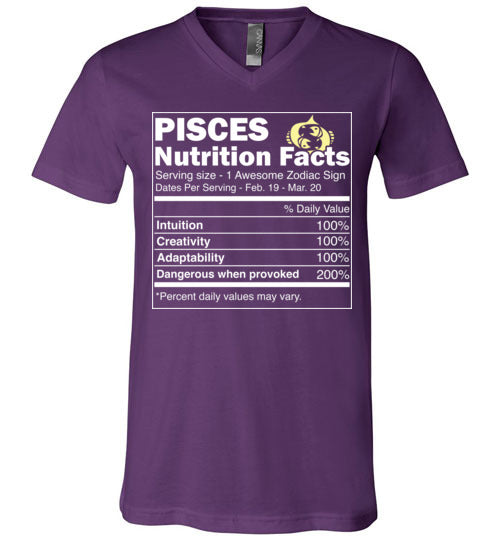 Zodiac Pisces Nutrition Facts V-Neck