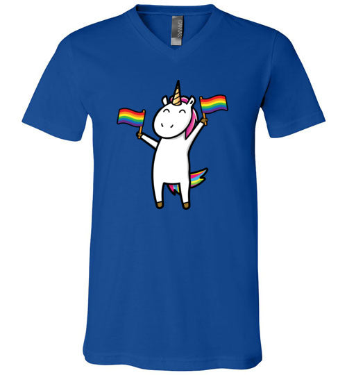 Gay Unicorn LGBT Rainbow Flags V-Neck