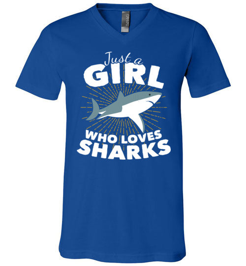 Just A Girl Who Loves Sharks V-Neck