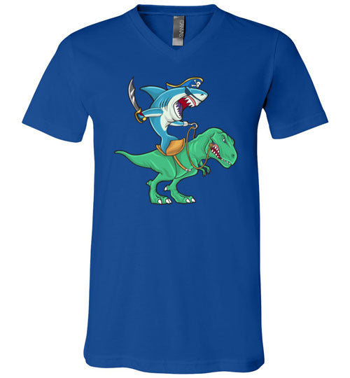 Pirate Shark Riding Dinosaur V-Neck