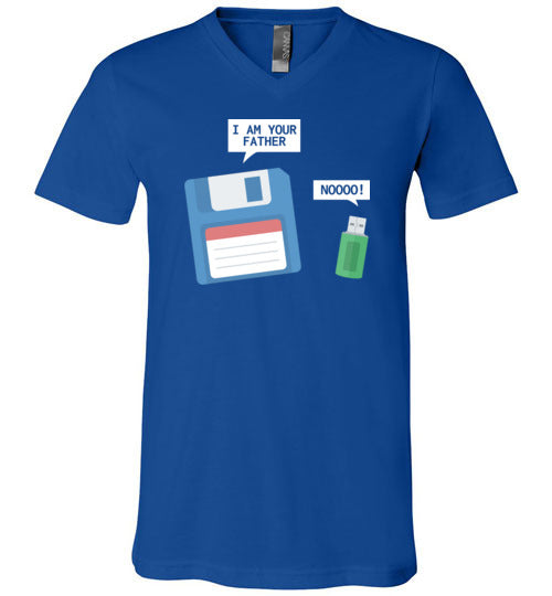 USB Floppy Disk Father Son V-Neck