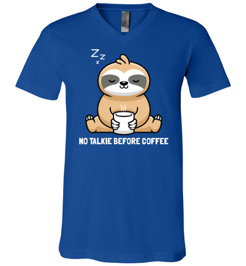 Sloth No Talkie Before Coffee V-Neck