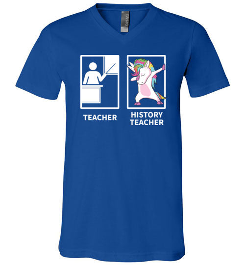 Dabbing Unicorn History Teacher V-Neck