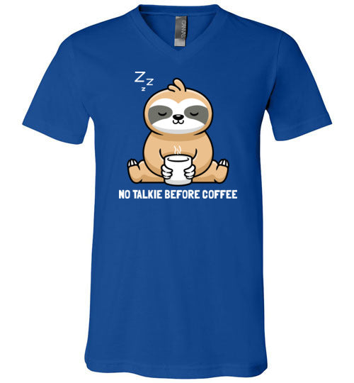 Sloth No Talkie Before Coffee V-Neck