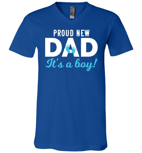 Proud New Dad Canvas V-Neck T-Shirt