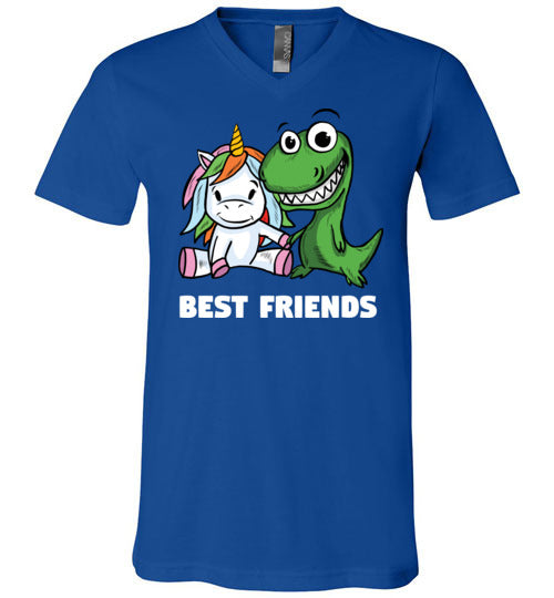 Unicorn And T-Rex Best Friends V-Neck