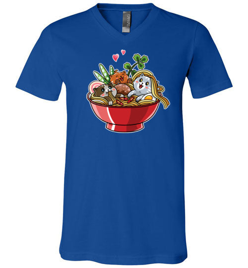 Kawaii Ramen Noodles Cats V-Neck