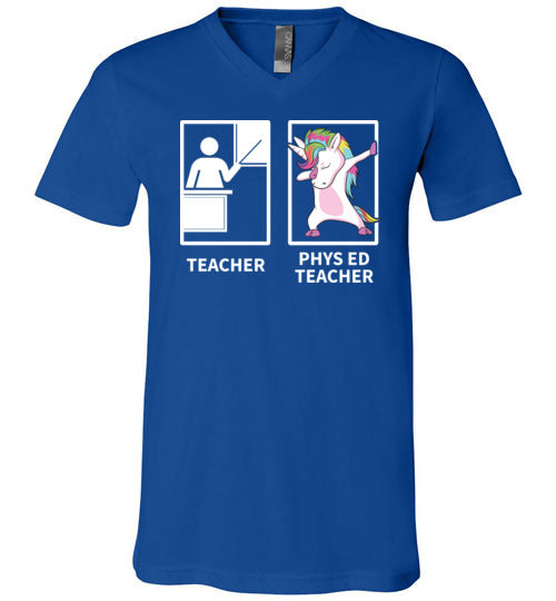 Phys Ed Teacher Unicorn V-Neck