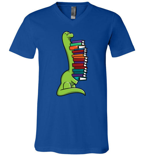 Dinosaur Long Neck Reading V-Neck