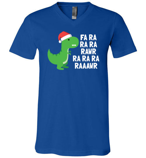 Dinosaur Christmas Fa Ra Ra Rawr V-Neck