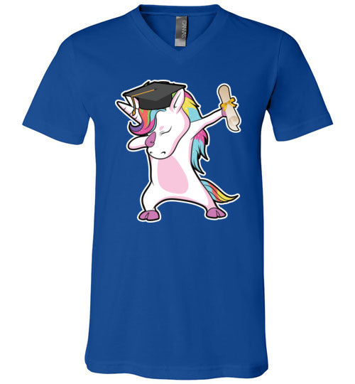Dabbing Unicorn Graduation V-Neck