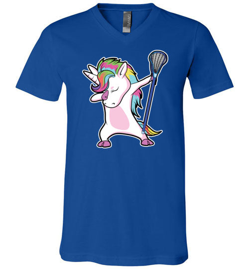 Dabbing Unicorn Lacrosse V-Neck