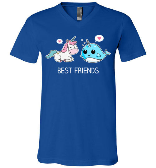 Narwhal Unicorn Best Friends V-Neck