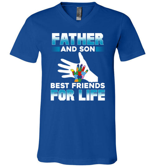 Father Son Autism Best Friends V-Neck